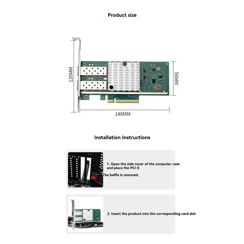 การ์ดเครือข่าย X520-DA1 10Gb S - 10Gb Sfp+ Pcie Network Card Dual Port บทวิจารณ์และราคา