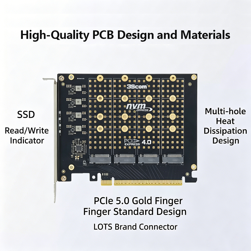 การ์ดอะแดปเตอร์ PCIe 4.0 X16 เ - Quad M.2 Nvme Pcie Bifurcation Card บทวิจารณ์และราคา