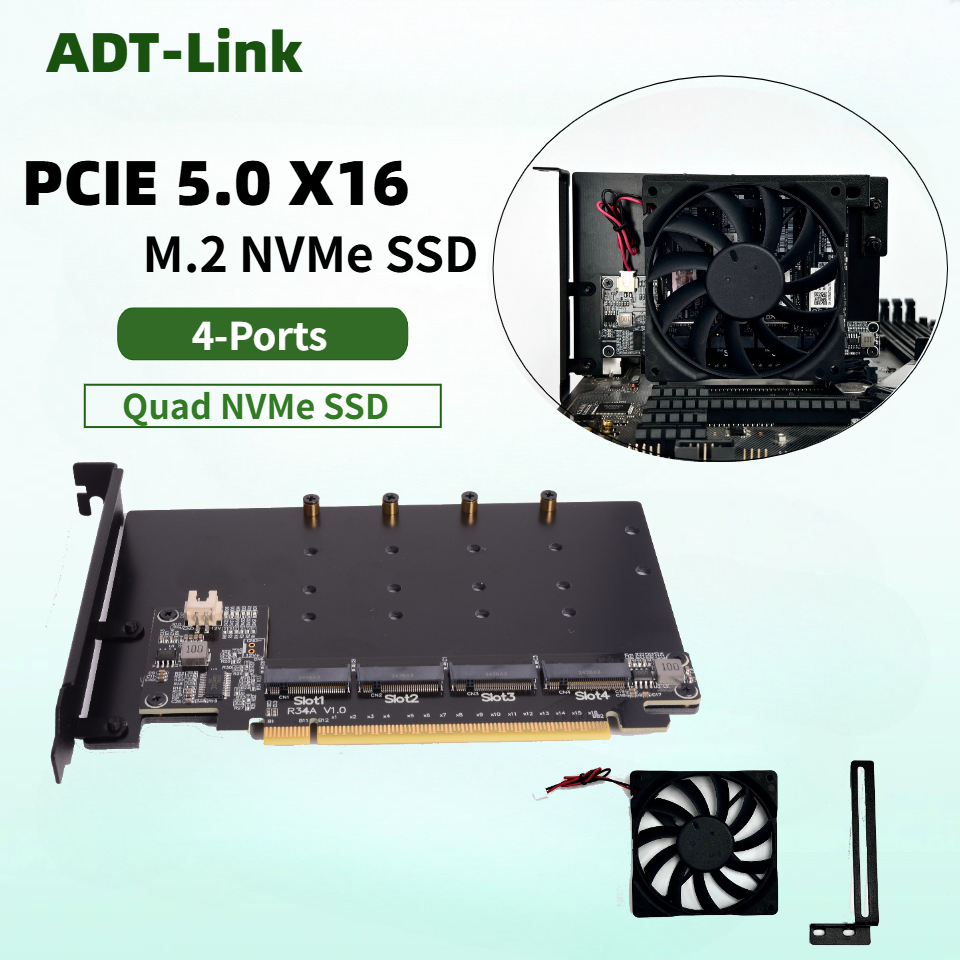 การ์ดแยกพอร์ตฮาร์ดดิสก์ M.2 NV - Quad M.2 Nvme Pcie Bifurcation Card บทวิจารณ์และราคา
