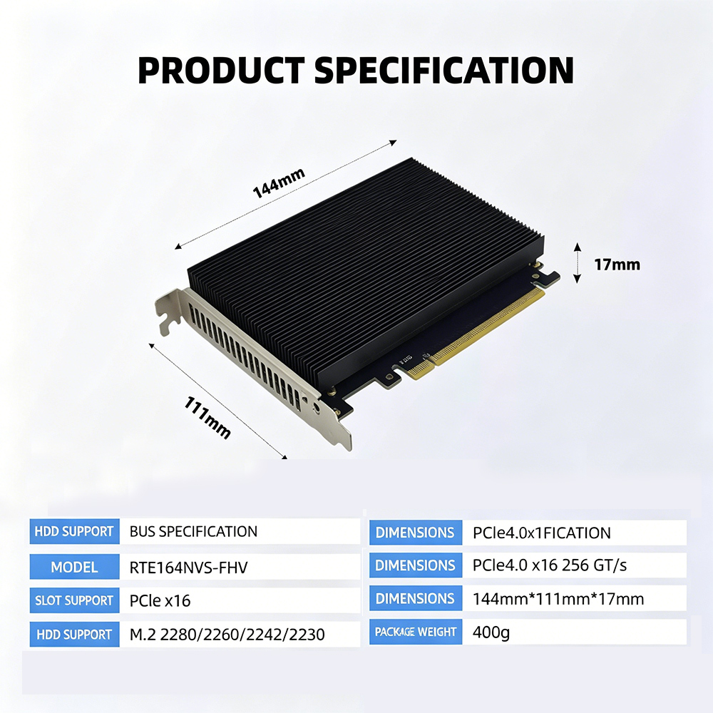 การ์ดแปลง PCIe 4.0 X16 เป็น 4  - Quad M.2 Nvme Pcie Bifurcation Card บทวิจารณ์และราคา